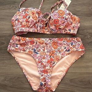 Women’s Floral Pink and Orange Floral Bikini